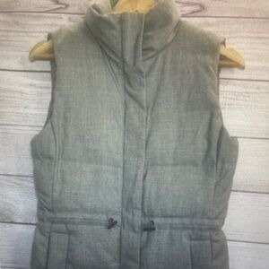 Banana Republic Light Gray Quilted Puffer Vest with High Neck
